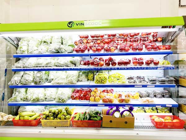 tủ mát trưng bày rau dài 2m5 cong xanh