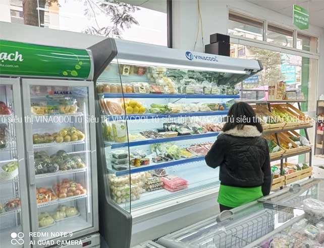 tủ mát siêu thị 2m cong trắng