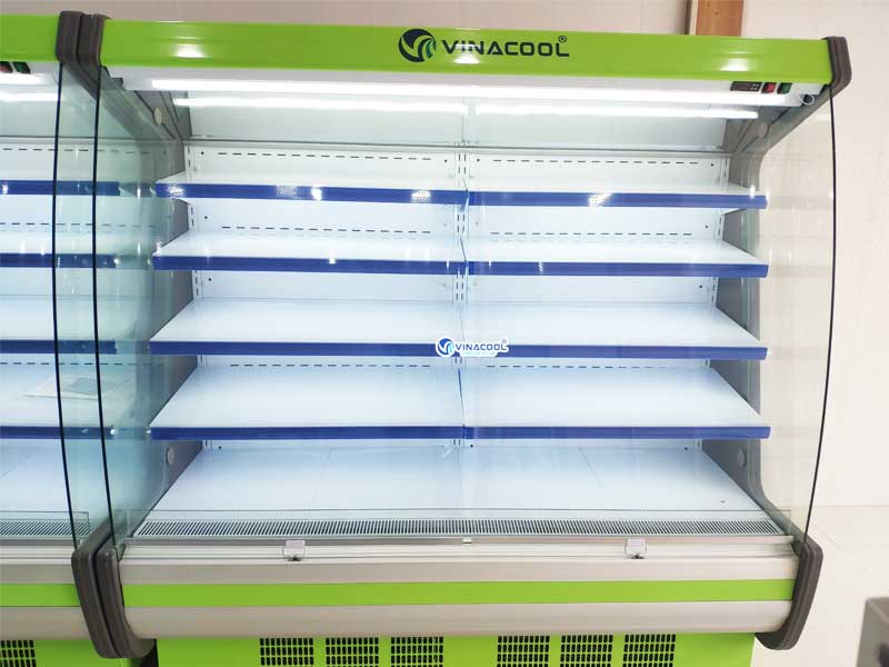 tủ mát siêu thị đựng rau dài 2m cong xanh