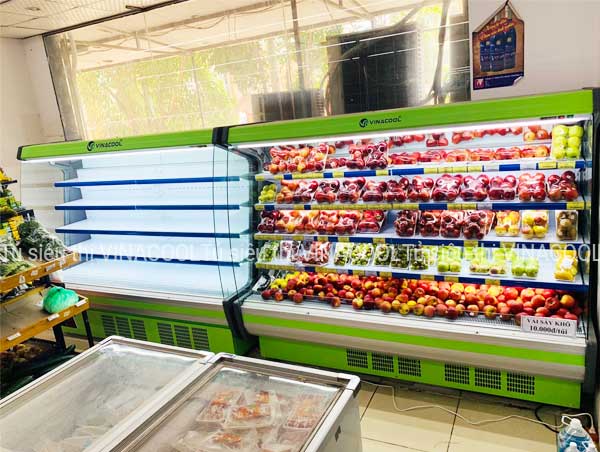 tủ mát không cửa dài 2m5 cong xanh