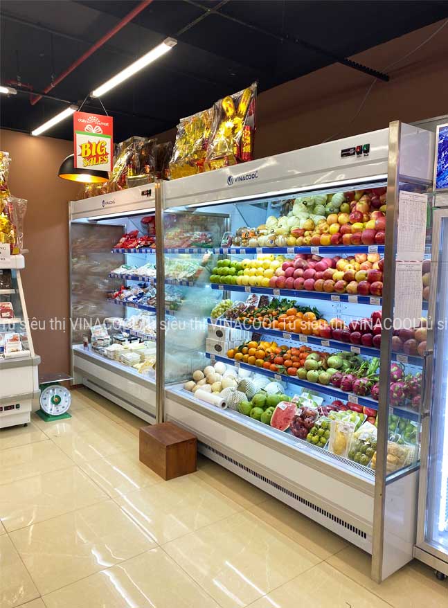 tủ bảo quản rau củ quả siêu thị lốc ngoài