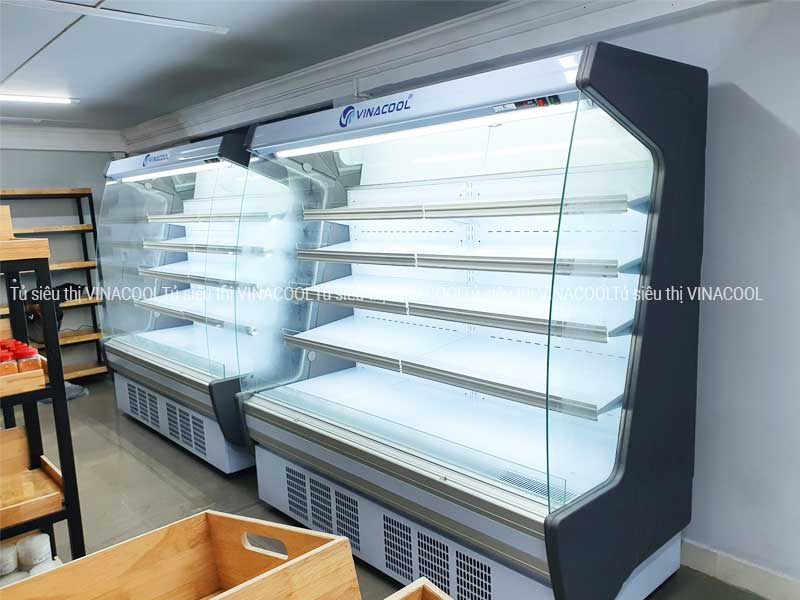 tủ mát openshowcase dài 2m cong trắng