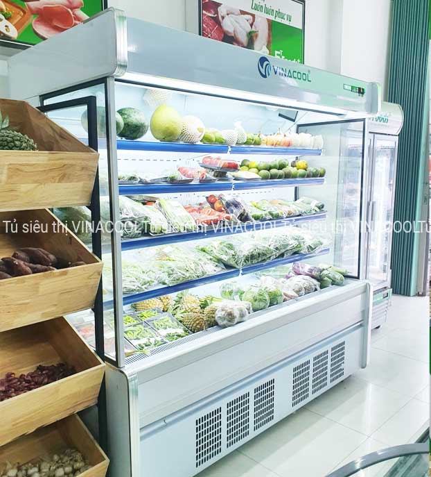tủ mát siêu thị dài 2m vuông trắng