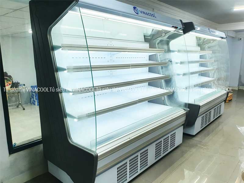 tủ siêu thị 2m cong trắng