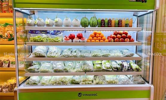tủ mát trưng bày thực phẩm 2m vuông xanh