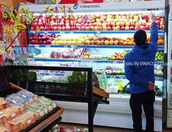 Tủ rau củ siêu thị 2m5 cong trắng bảo quản thực phẩm số lượng lớn