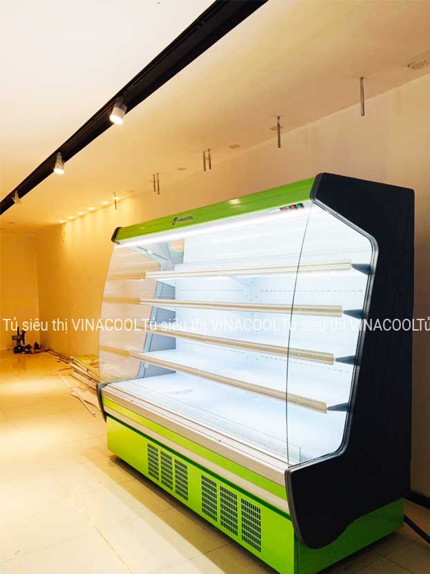 tủ siêu thị 2m5 cong xanh