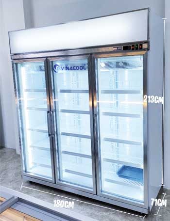 kích thước tủ mát 3 cánh kính cao cấp