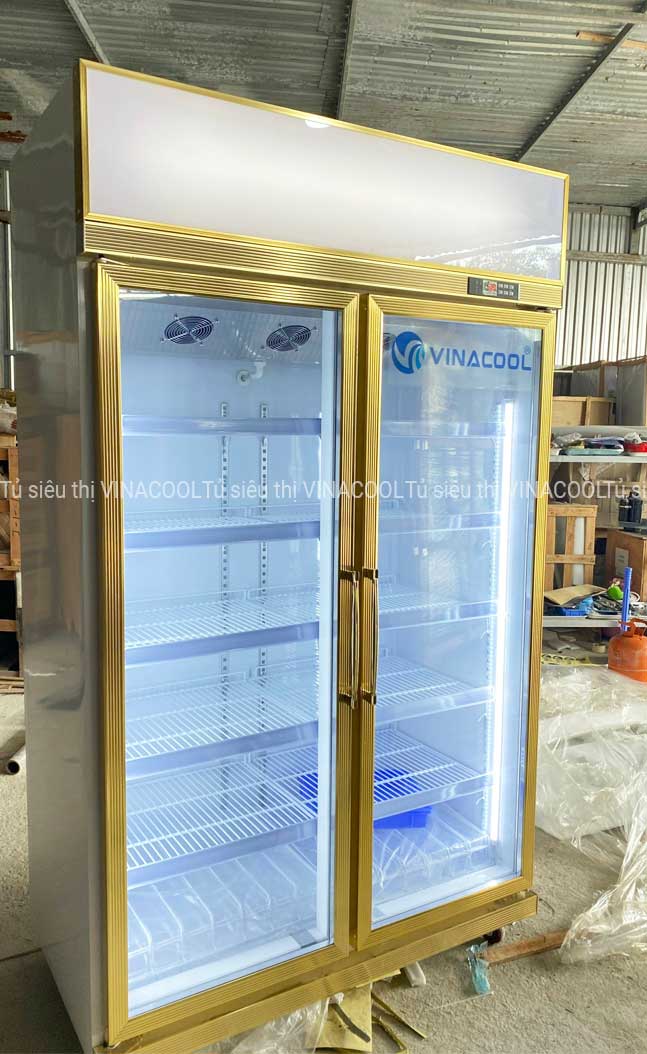 tủ bảo quản thực phẩm 2 cánh kính vàng